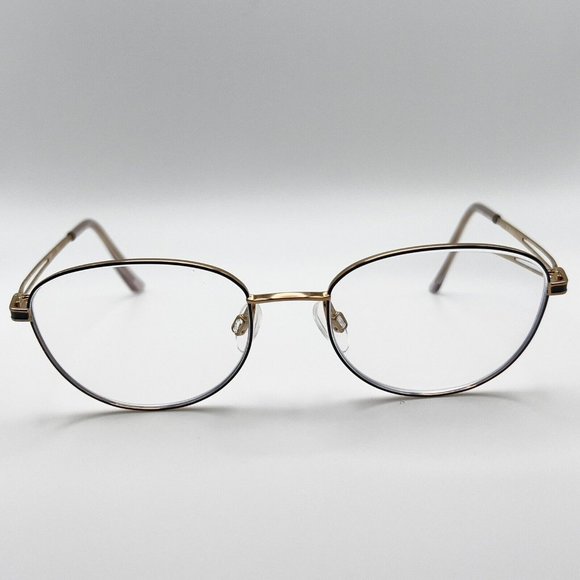 Charmant CH29826 GR Round Oval Titanium Full Eyeglass Frame Gray Gold 51-18-140 - Picture 1 of 10